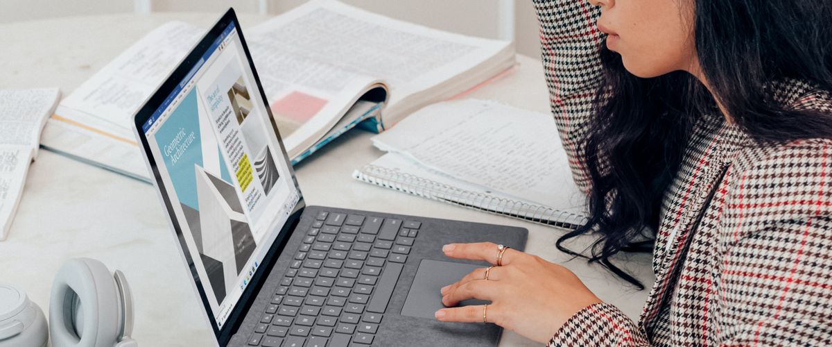 Woman working on laptop