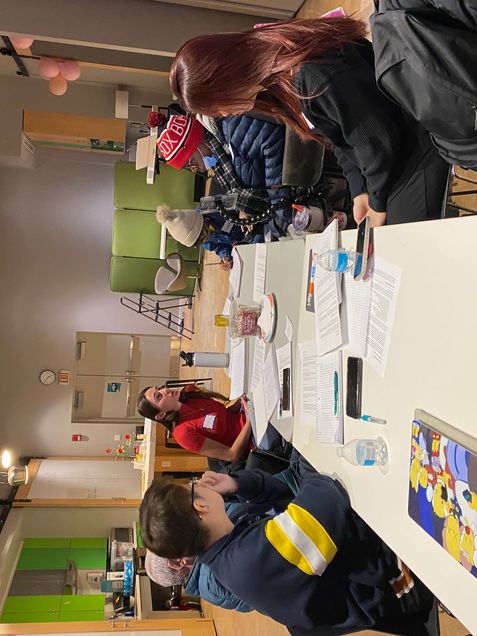 students sitting around a table